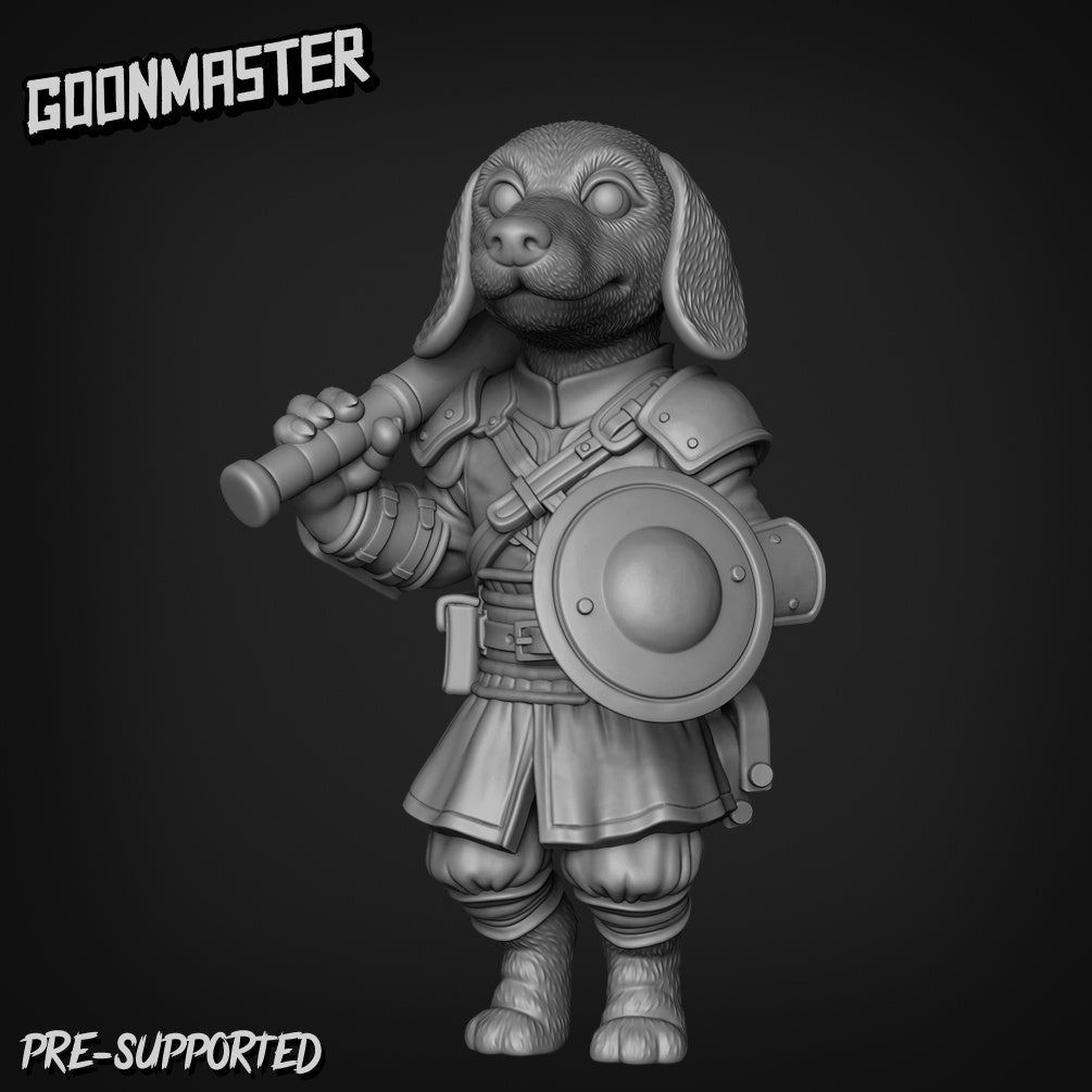 Dog Folk Fighter Miniature | C - Tabletop RPG & D&D miniature. Perfect for wargaming & collectors