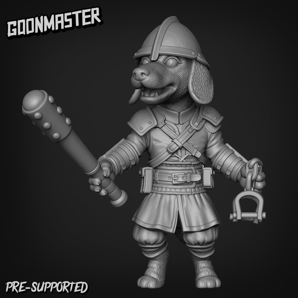 Dog Folk Fighter with helmet Miniature | D - Tabletop RPG & D&D miniature. Perfect for wargaming & collectors