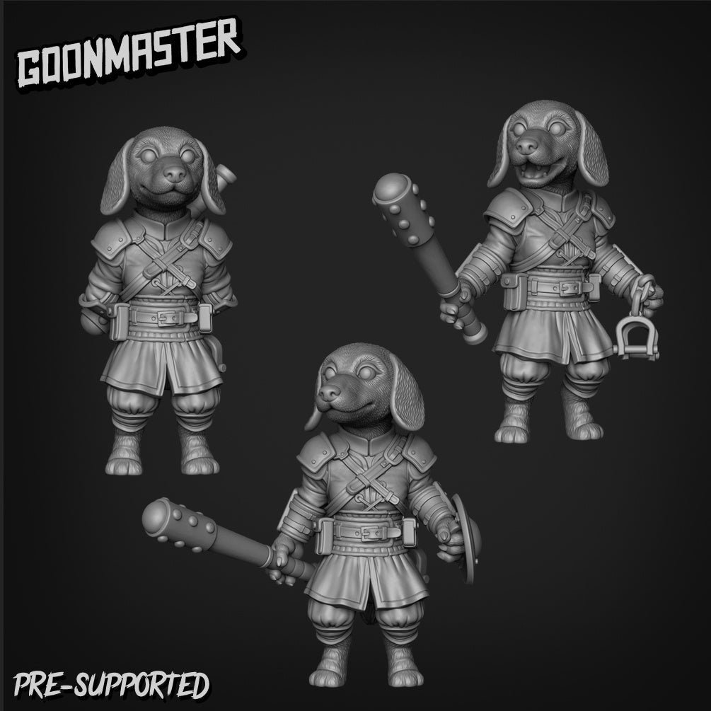 Dog Folk Fighter Miniature - Set of 3 - 32mm