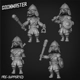 Dog Folk Fighter with helmet Miniature | Set of 4 - Tabletop RPG & D&D miniature. Perfect for wargaming & collectors