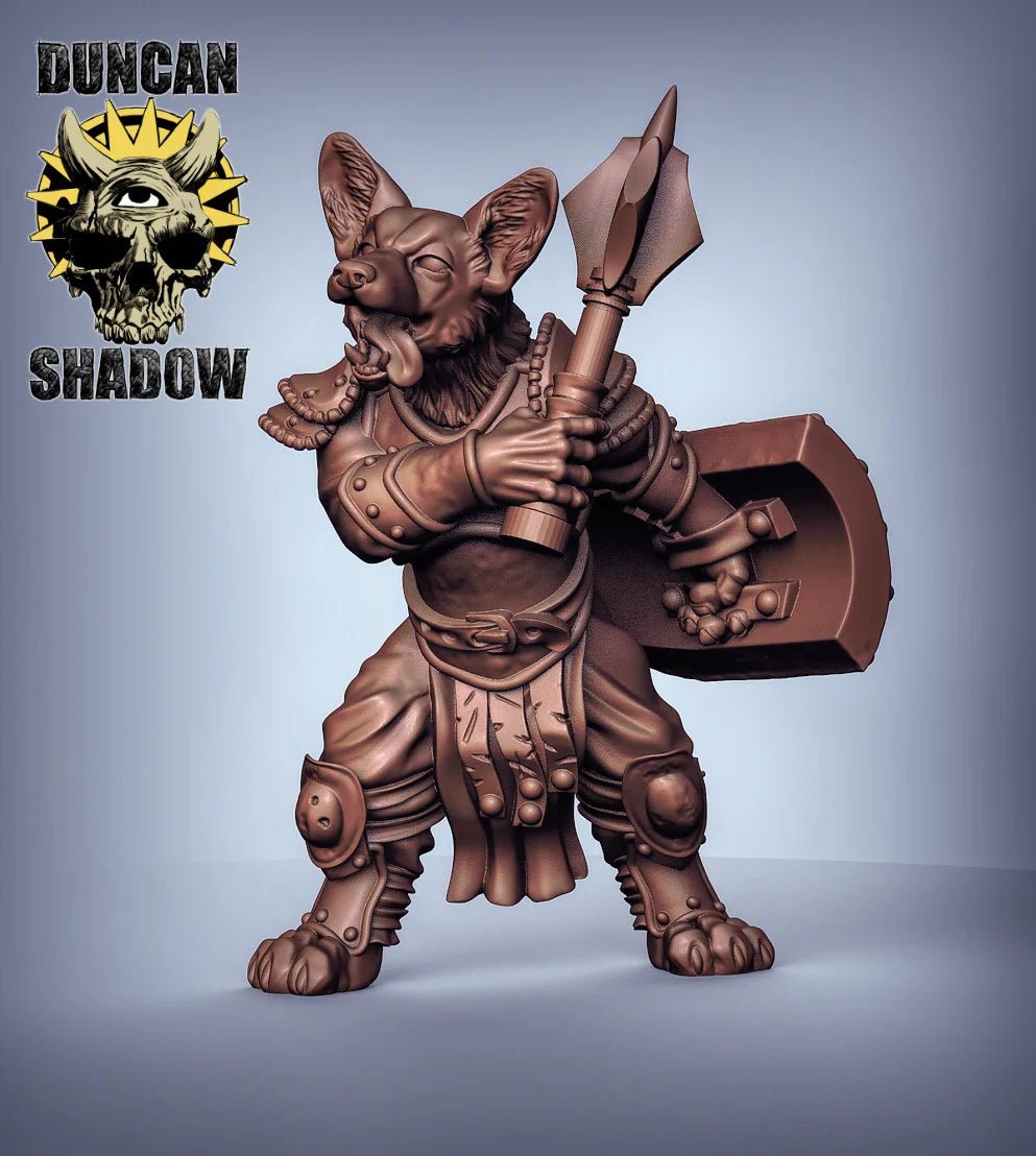 DogFolk Fighter Miniature | B - Tabletop RPG & D&D miniature. Perfect for wargaming & collectors