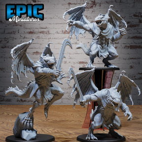 Draconian Warrior Miniature | Set of 3 - Tabletop RPG & D&D miniature. Perfect for wargaming & collectors