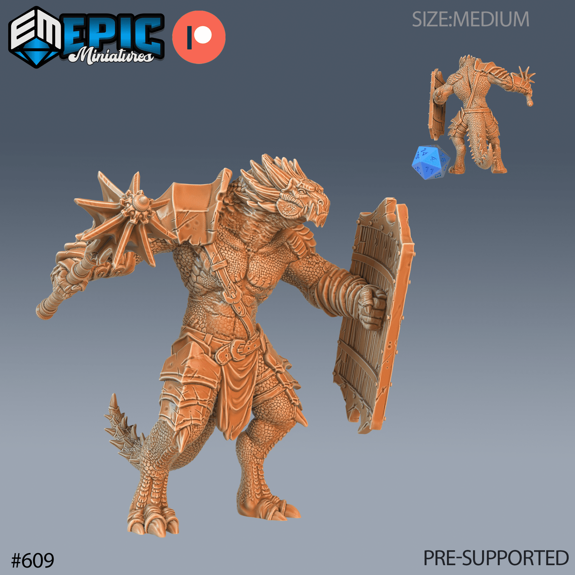 Dragonborn Gladiator Miniature - A - 28mm