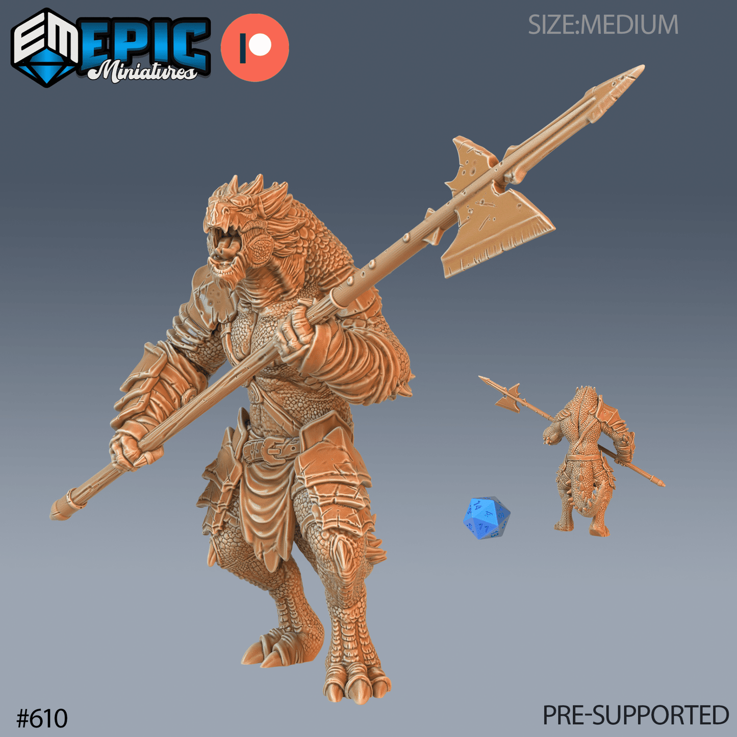 Dragonborn Gladiator Miniature - B - 28mm