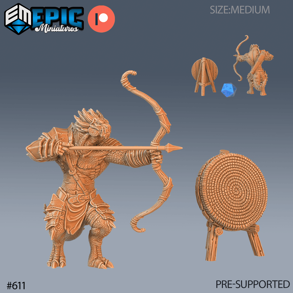 Dragonborn Gladiator Miniature | C - Tabletop RPG & D&D miniature. Perfect for wargaming & collectors