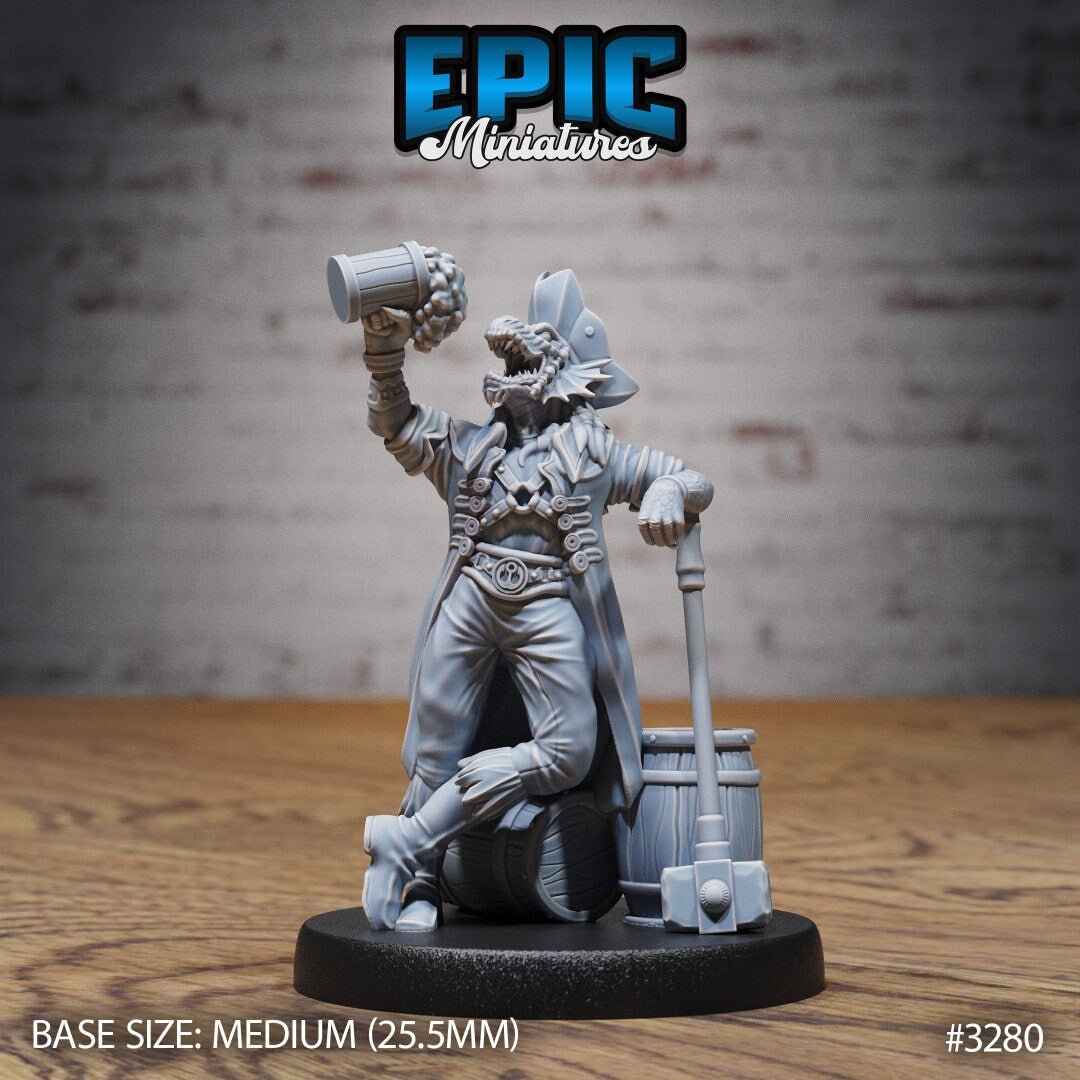 Dragonborn Pirate Miniature - A - 28mm