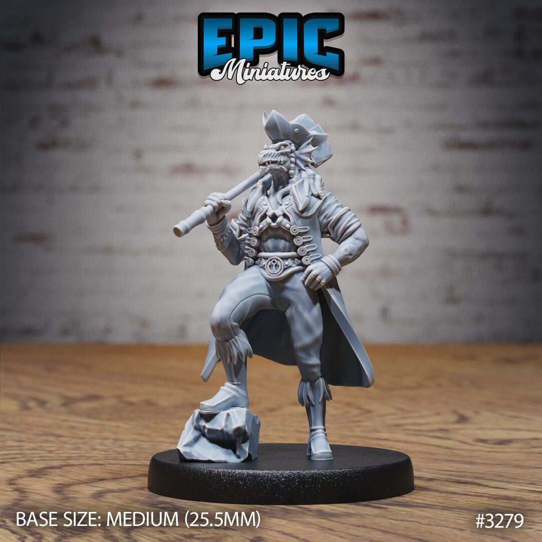 Dragonborn Pirate Miniature - B - 28mm