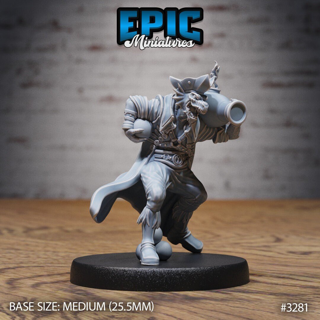 Dragonborn Pirate Miniature | C - Tabletop RPG & D&D miniature. Perfect for wargaming & collectors