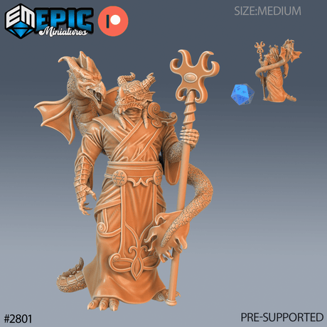 Dragonborn Priest Miniature | A - Tabletop RPG & D&D miniature. Perfect for wargaming & collectors