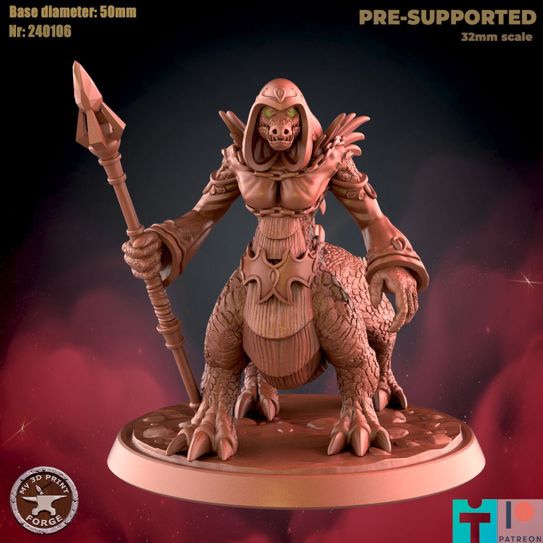 Dragonkin Warrior Miniature | C - Tabletop RPG & D&D miniature. Perfect for wargaming & collectors