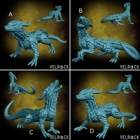 Drake Miniature | Set of 4 - Tabletop RPG & D&D miniature. Perfect for wargaming & collectors