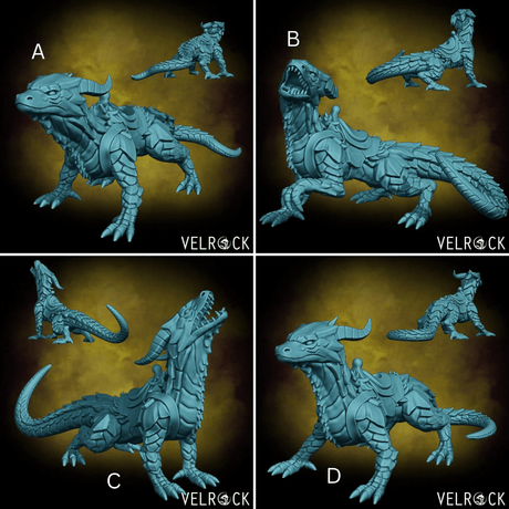 Drake Saddled Miniature | Set of 4 - Tabletop RPG & D&D miniature. Perfect for wargaming & collectors