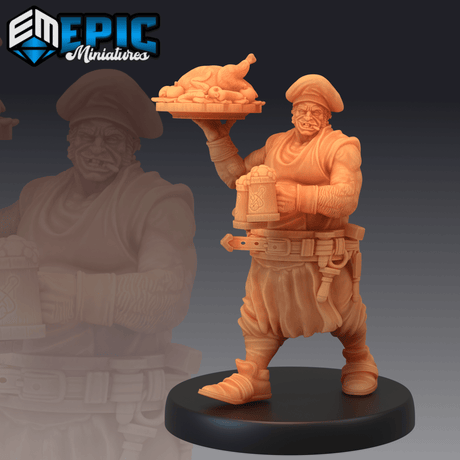 Drunk Cook Miniature | E - Tabletop RPG & D&D miniature. Perfect for wargaming & collectors