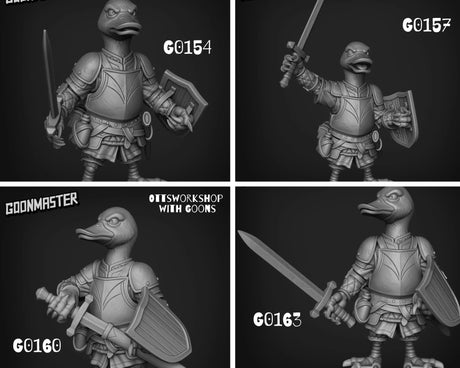 Duck Folk Fighter paladin Miniature | set of 4 - Tabletop RPG & D&D miniature. Perfect for wargaming & collectors