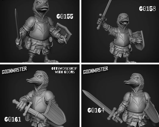 Duck Folk Fighter Miniature - set of 4 - 28mm