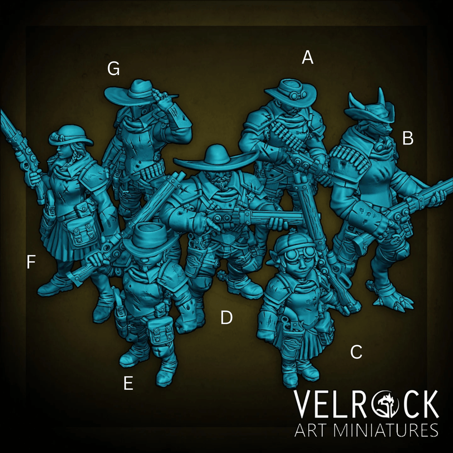 Dune Wild West Sci Fi Squad Miniature - Set of 7 - 32mm