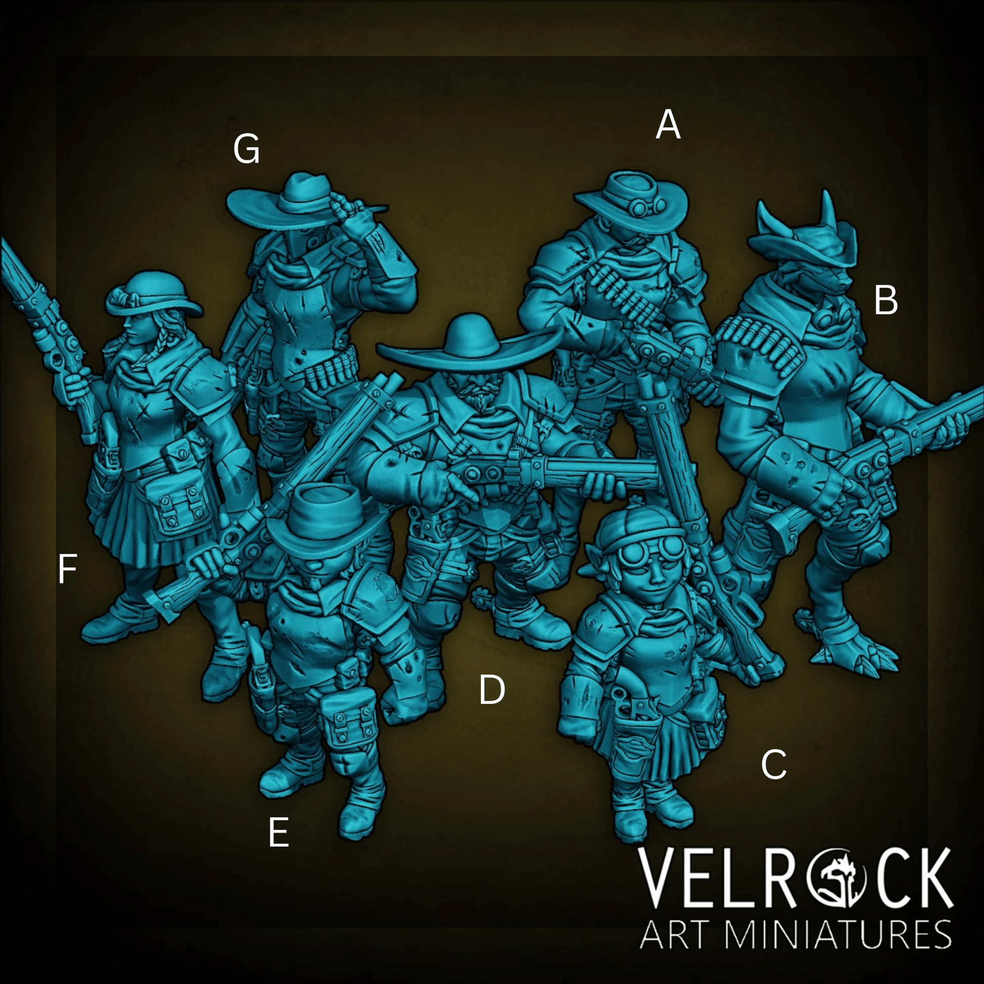 Dune Wild West Sci Fi Squad Miniature - Set of 7 - 32mm