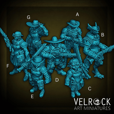Dune Wild West Sci Fi Squad Miniature | Set of 7 - Tabletop RPG & D&D miniature. Perfect for wargaming & collectors
