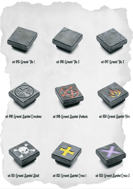 Dungeon Blocks Arcane Symbols & Ground Tile Pack (UD 045 to UD 053) | Set of 9 - Tabletop RPG & D&D miniature. Perfect for wargaming & collectors