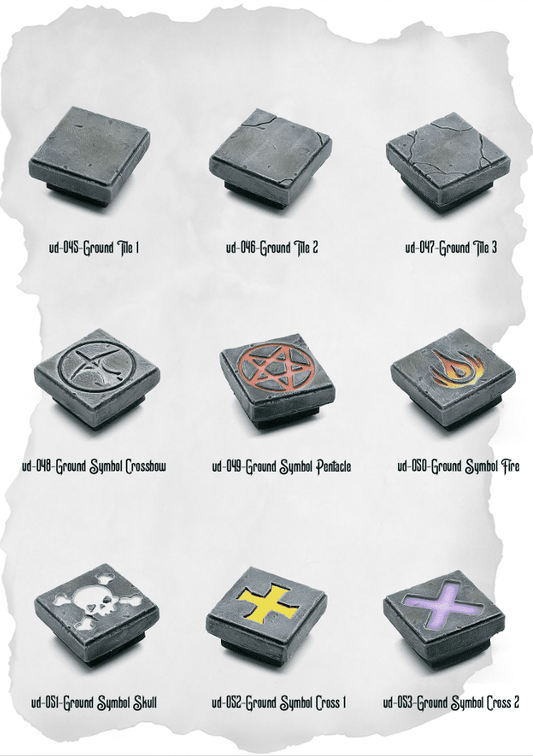 Dungeon Blocks Arcane Symbols & Ground Tile Pack (UD 045 to UD 053) - Set of 9 - 