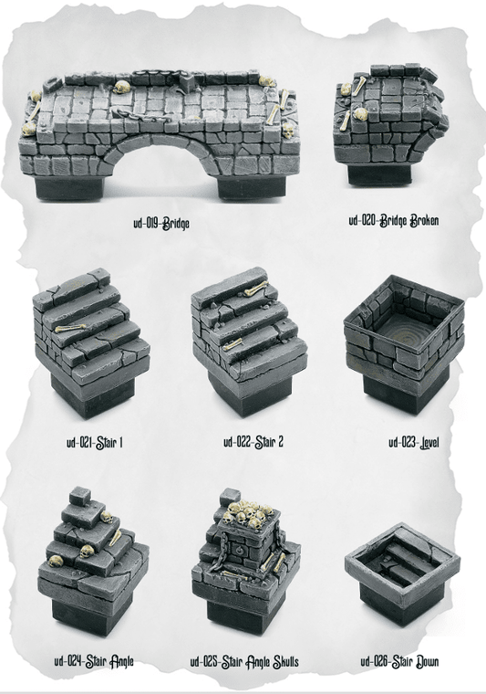 Dungeon Blocks Bridge & Stair Expansion (UD 019 to UD 026) - Set of 8 - 