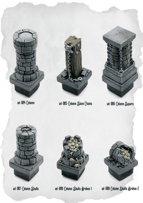 Dungeon Blocks Columns & Ruined Structure Pack (UD 084 to UD 089) | Set of 6 - Tabletop RPG & D&D miniature. Perfect for wargaming & collectors