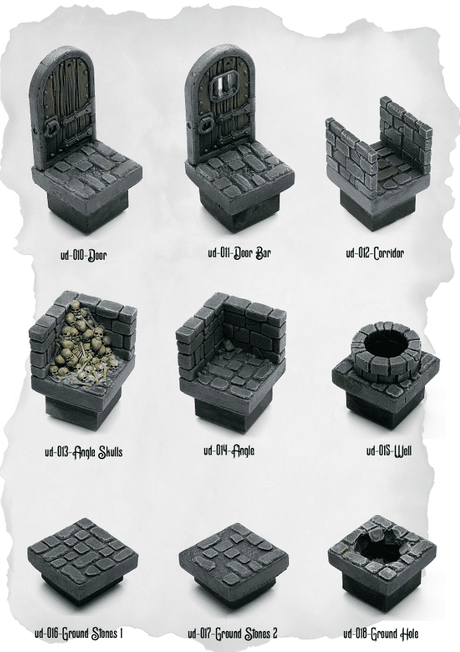 Dungeon Blocks Doors & Ground Feature Expansion (UD 010 to UD 018) - Set of 9 - 