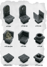 Dungeon Blocks Doors & Ground Feature Expansion (UD 010 to UD 018) | Set of 9 - Tabletop RPG & D&D miniature. Perfect for wargaming & collectors