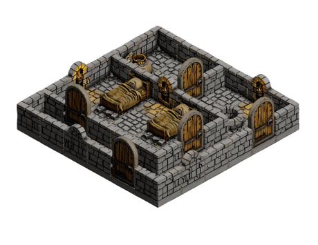 Dungeon Blocks Guard Quarters Room Pack | Cultist Dungeon Tile Set (without Miniatures) - Tabletop RPG & D&D miniature. Perfect for wargaming & collectors