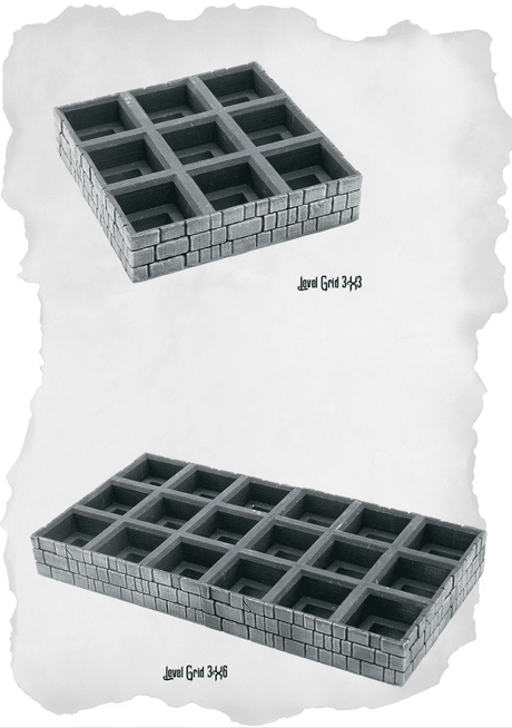 Dungeon Blocks Level Grid Pack | UD - 911 Level Grid 1x1 - Tabletop RPG & D&D miniature. Perfect for wargaming & collectors