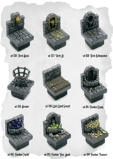 Dungeon Blocks Lighting & Fountain Decor Pack (UD 036 to UD 044) | Set of 9 - Tabletop RPG & D&D miniature. Perfect for wargaming & collectors