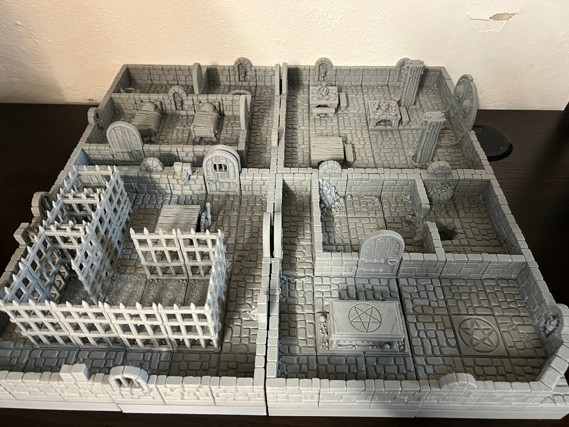 Dungeon Blocks Medium Dungeon Pack (4 Room Cultists, Prison, Barracks, Grand Hall) - Set of 157 - 