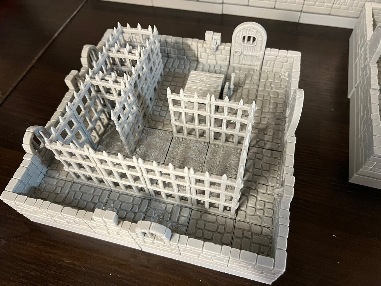 Dungeon Blocks Prison Cell Expansion Pack (UD 054 to UD 059) | Set of 9 - Tabletop RPG & D&D miniature. Perfect for wargaming & collectors