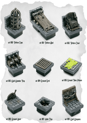 Dungeon Blocks Torture & Trap (UD 060 to UD 068) | Set of 9 - Tabletop RPG & D&D miniature. Perfect for wargaming & collectors