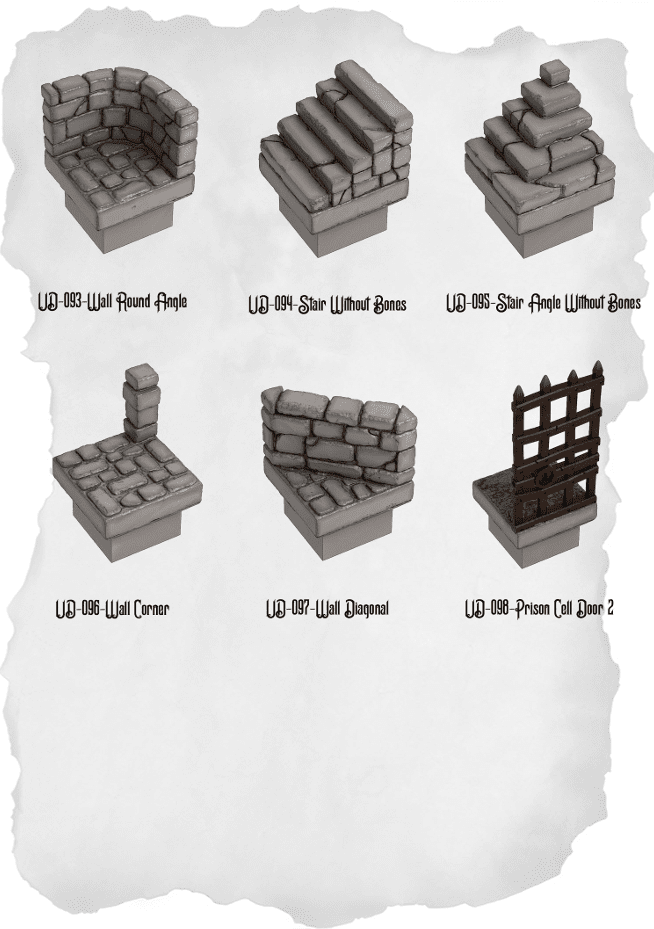 Dungeon Blocks Transitional & Corner Geometry Pack (UD 093 to UD 098) - Set of 6 - 