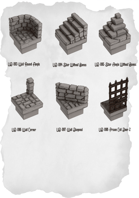 Dungeon Blocks Transitional & Corner Geometry Pack (UD 093 to UD 098) | Set of 6 - Tabletop RPG & D&D miniature. Perfect for wargaming & collectors