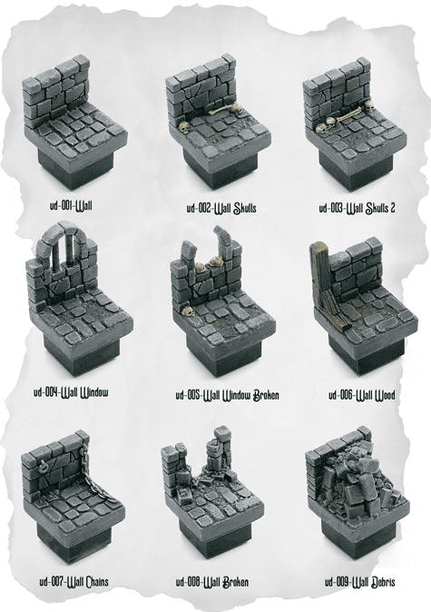 Dungeon Blocks Wall Expansion (UD 001 to UD 009) - Set of 9 - 