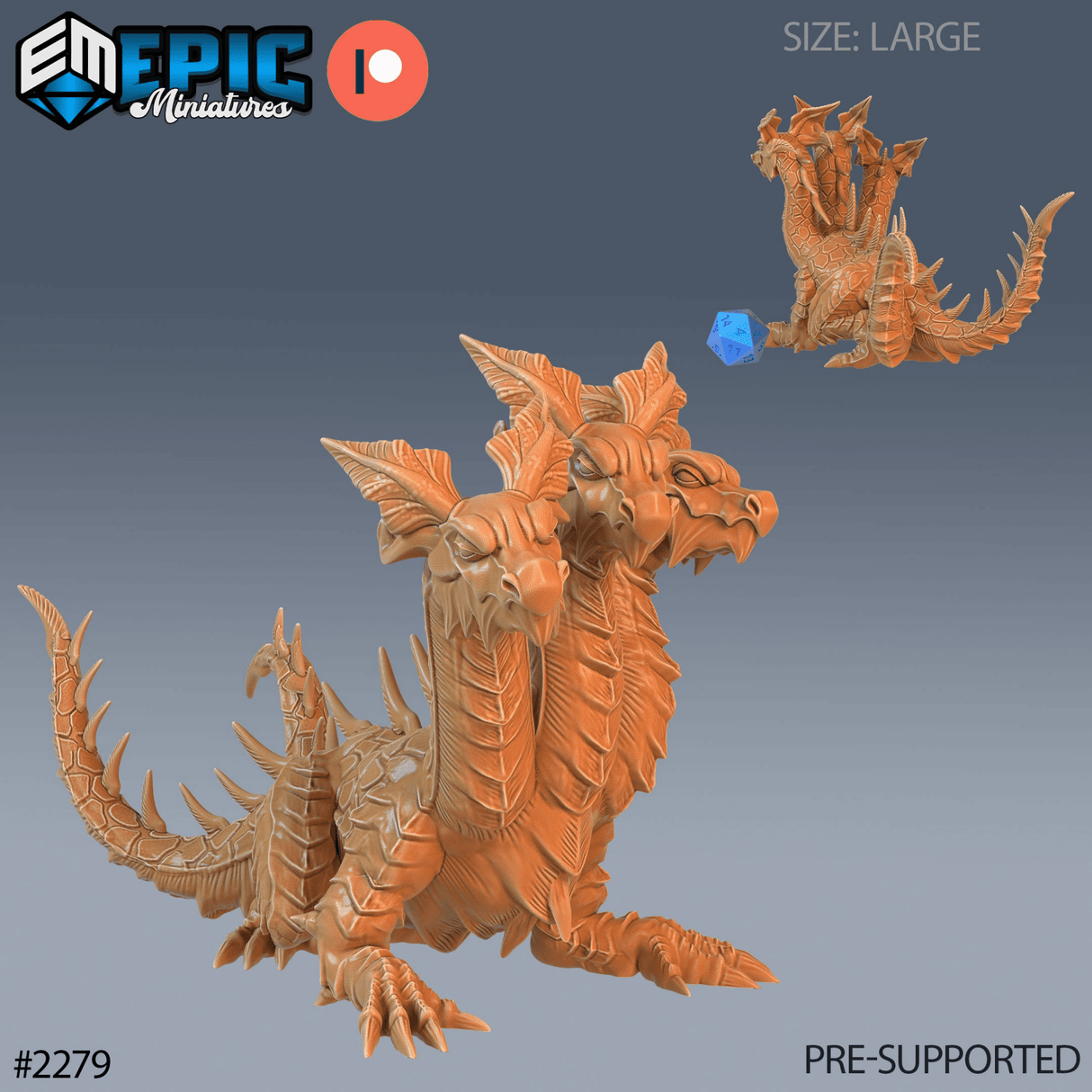 Dungeon Hydra Miniature | A - Tabletop RPG & D&D miniature. Perfect for wargaming & collectors