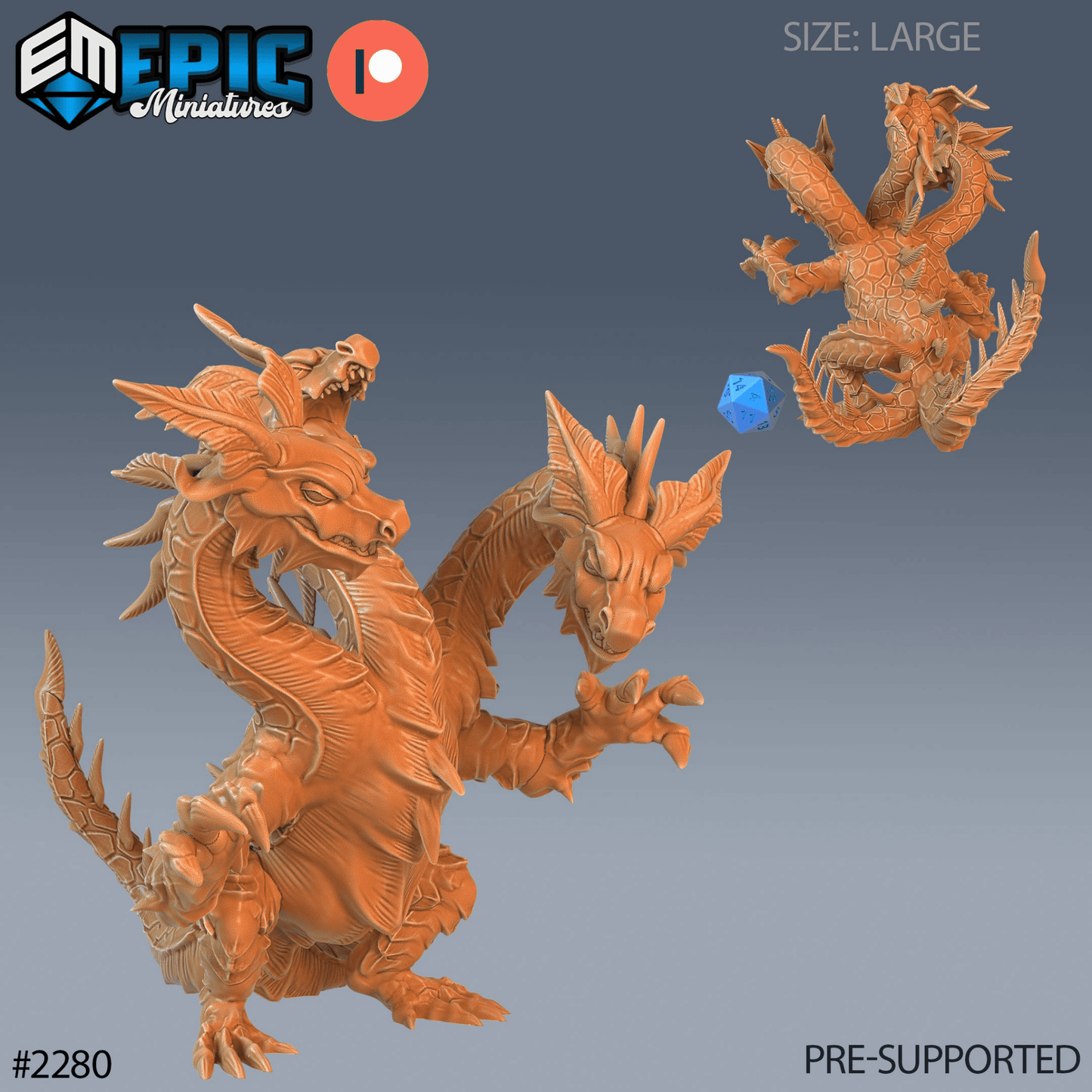 Dungeon Hydra Miniature - B - 28mm