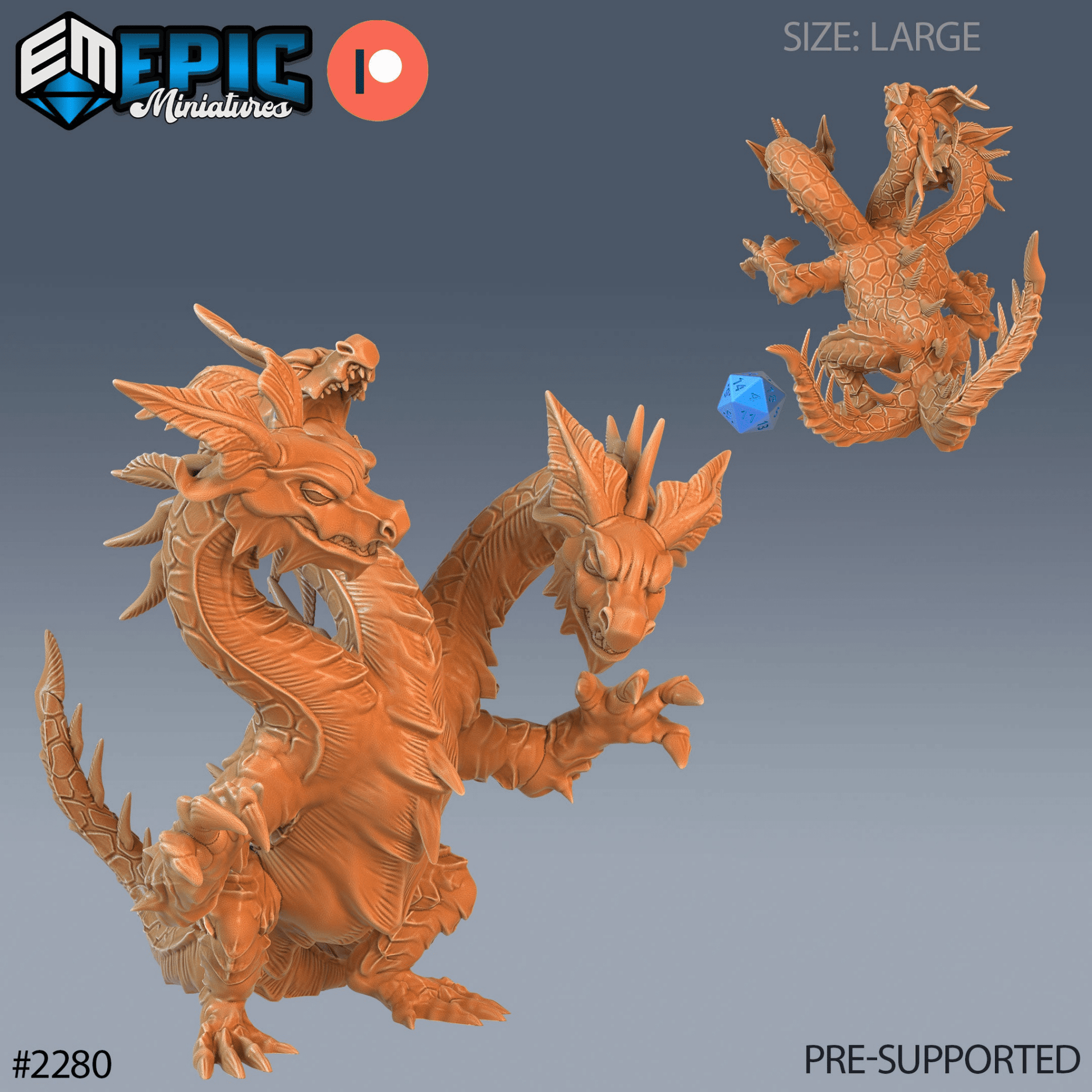 Dungeon Hydra Miniature - B - 28mm