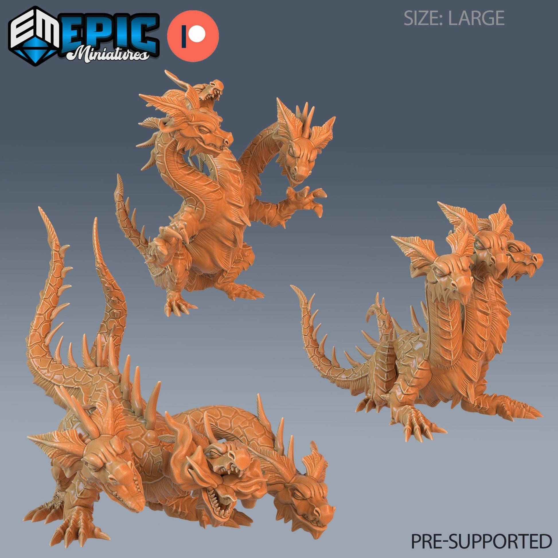 Dungeon Hydra Miniature - Set of 3 - 28mm