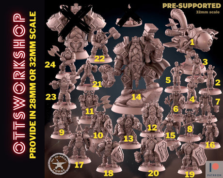 Dwarf Army Miniature | Full Set All Models - Tabletop RPG & D&D miniature. Perfect for wargaming & collectors