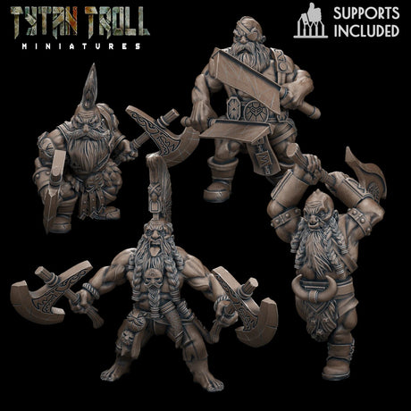 Dwarf Bundle Miniature | Set of 4 - Tabletop RPG & D&D miniature. Perfect for wargaming & collectors