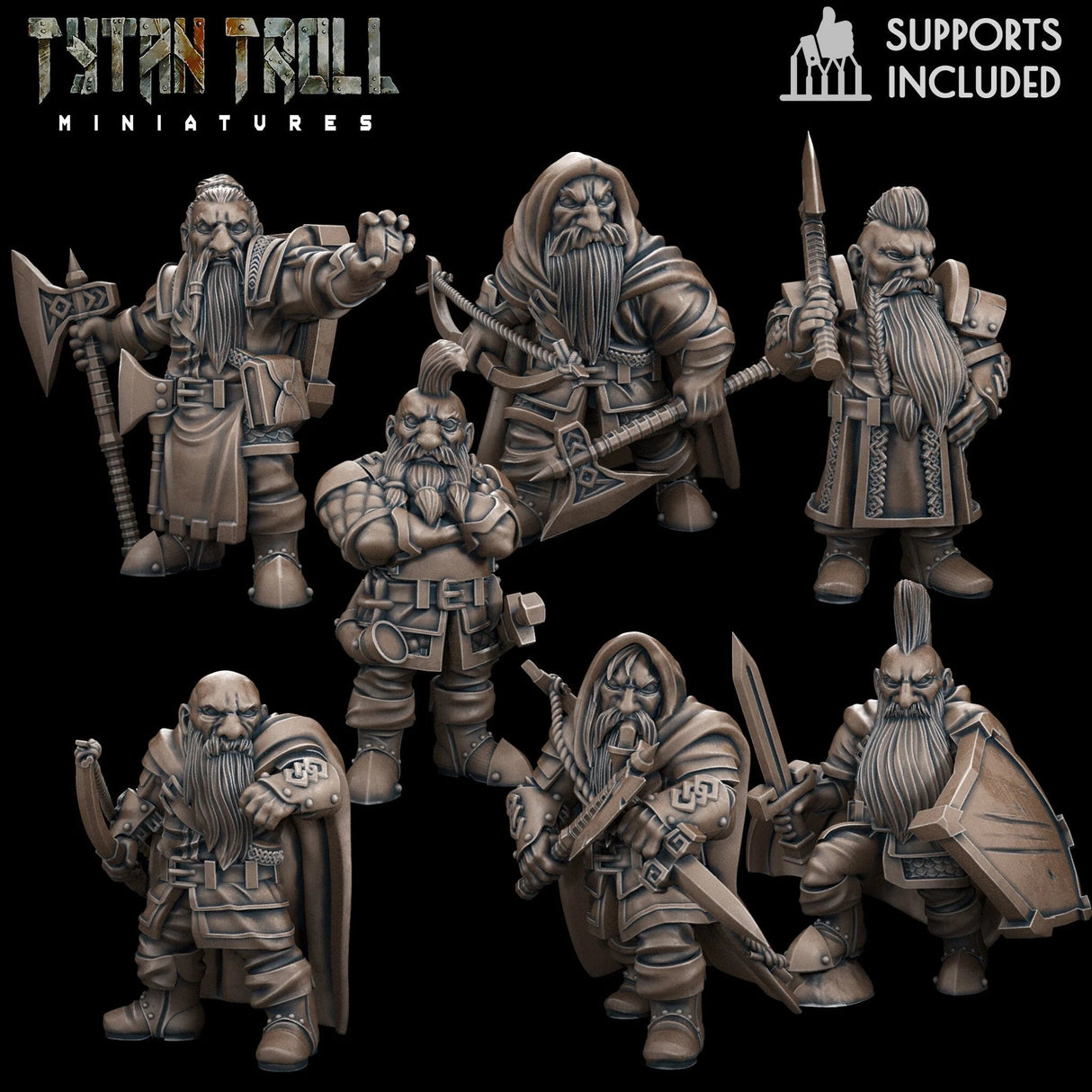 Dwarf Bundle Miniature | Set of 6 - Tabletop RPG & D&D miniature. Perfect for wargaming & collectors