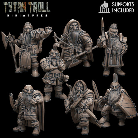 Dwarf Bundle Miniature | Set of 6 - Tabletop RPG & D&D miniature. Perfect for wargaming & collectors