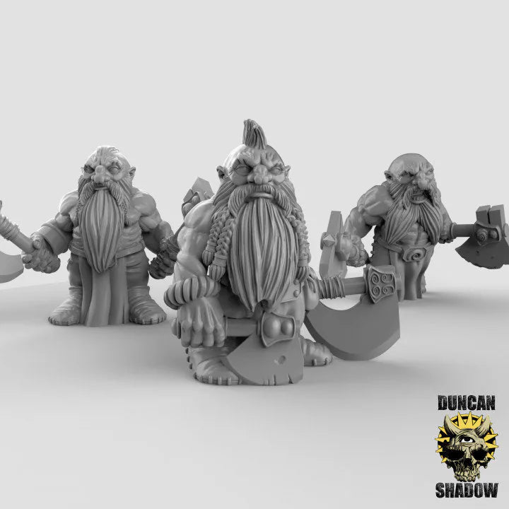 Dwarf Beserker Miniature | Set of 3 - Tabletop RPG & D&D miniature. Perfect for wargaming & collectors