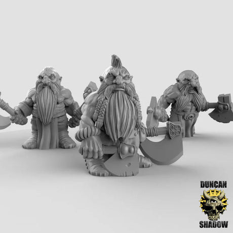 Dwarf Beserker Miniature | Set of 3 - Tabletop RPG & D&D miniature. Perfect for wargaming & collectors