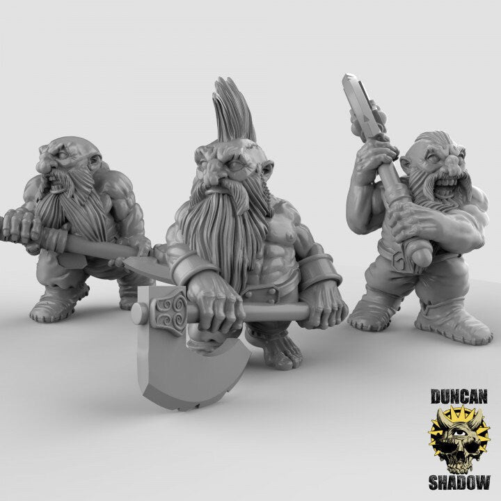 Dwarf Fighter Miniature - Set of 3 - 28mm
