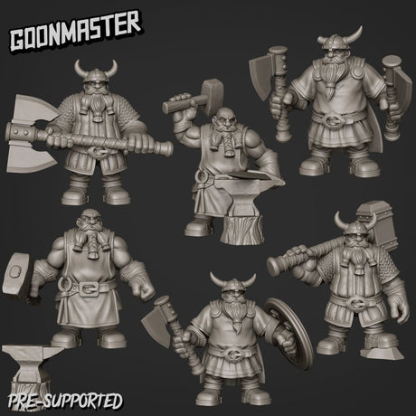 Dwarf Fighter Miniature | set of 6 - Tabletop RPG & D&D miniature. Perfect for wargaming & collectors