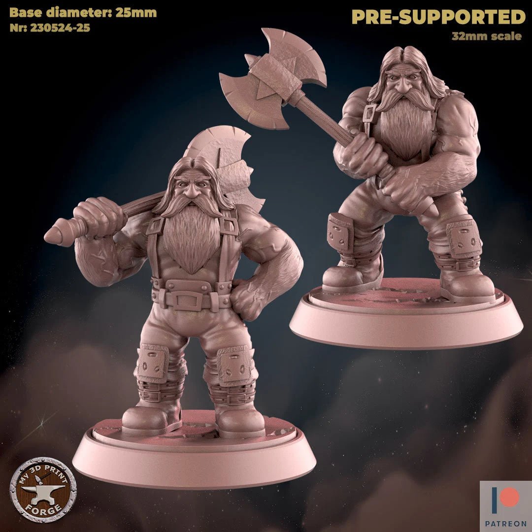 Dwarf Forester Npc Miniature | Set of 2 - Tabletop RPG & D&D miniature. Perfect for wargaming & collectors